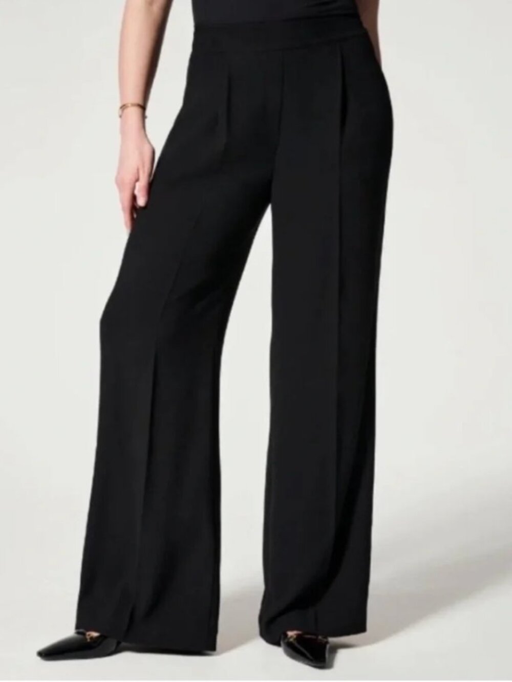 Spanx Women's Small Black Carefree Crepe Pleated Trouser Pants